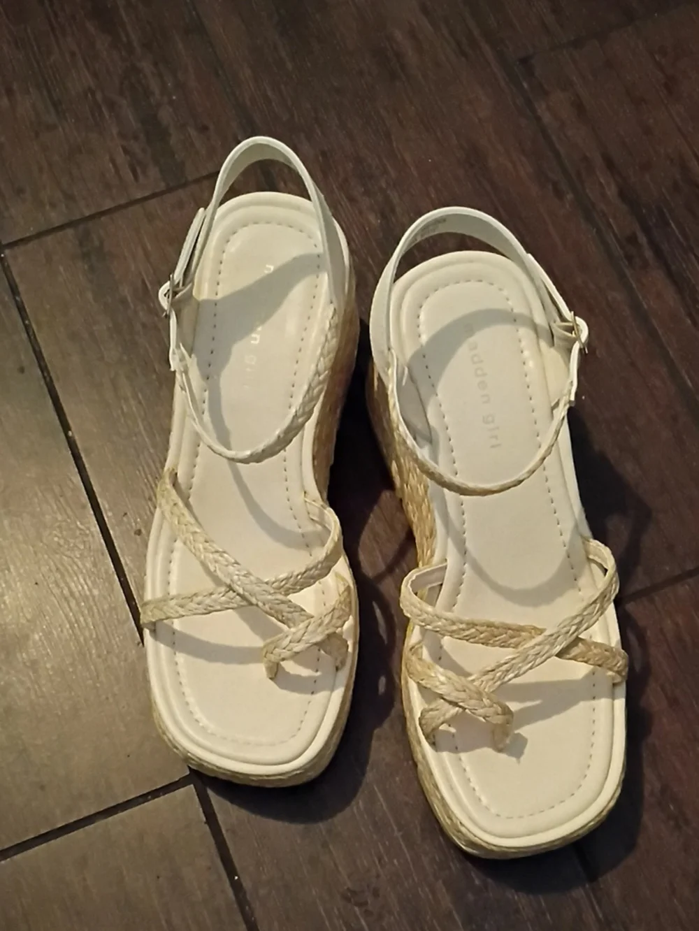Madden Girl White Braided Wedge Sandals